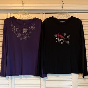 Purple and Black Snowflake Tops - sz L
